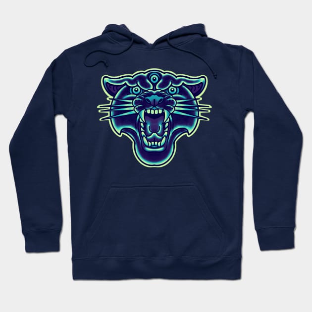 aqua blue panther head Hoodie by weilertsen